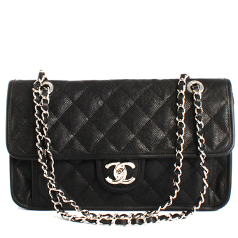 CHANEL シャネル バッグ コピー ショルダーバッグ A66801 マトラッセライン ソフトキャビアスキン ブラック＆シルバー